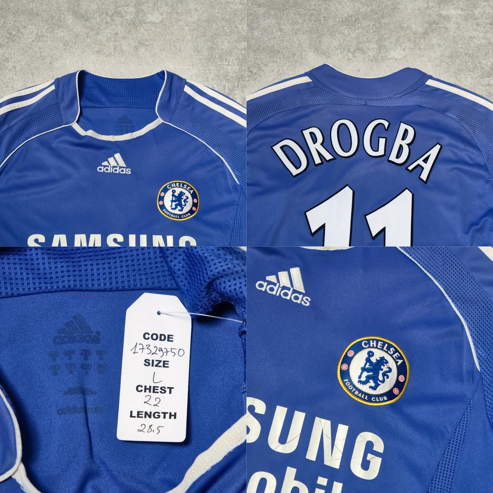 Adidas 2006/08 Chelsea Home Shirt Adidas Drogba (L) Size US L / EU 52-54 / 3 - 5 Thumbnail