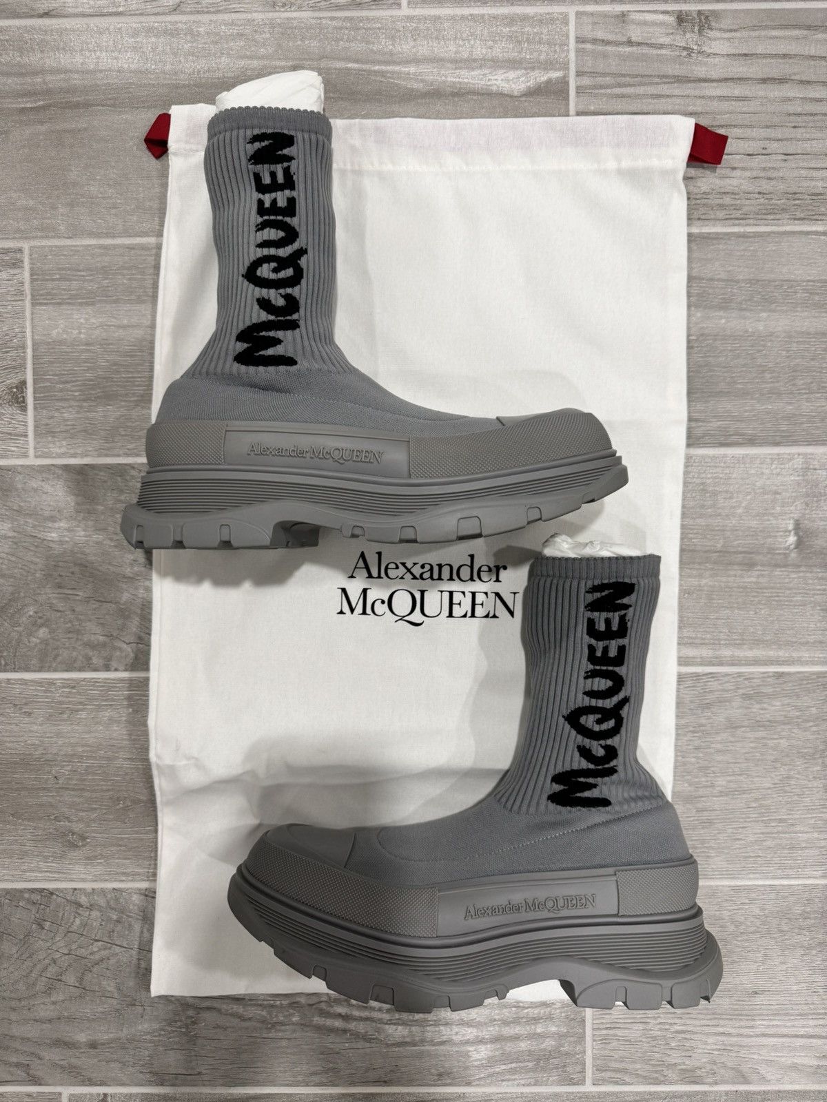 image of Alexander Mcqueen Sock Sneakers in Grey, Men's (Size 9)