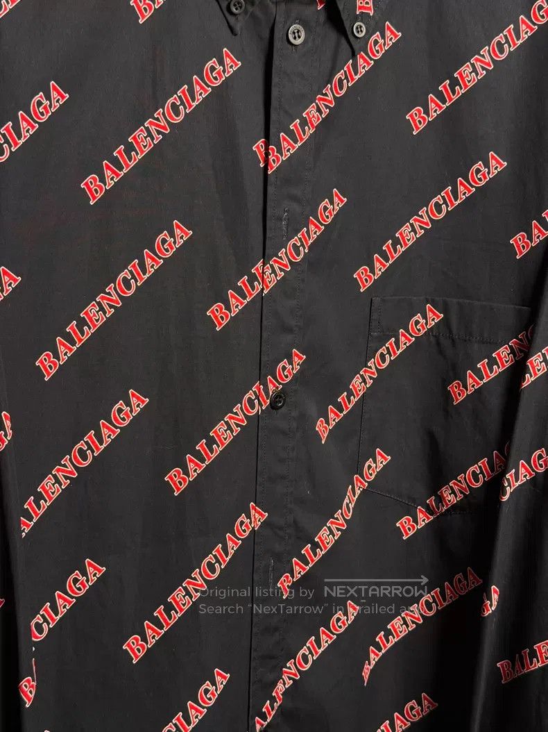 Balenciaga Balenciaga size 39 Logo Printed Black Shirt Jacket Size US M / EU 48-50 / 2 - 2 Thumbnail