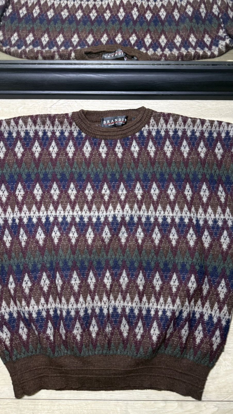 Coogi Vintage 1990s Brandini Italy Made All Over Print Knit Sweate Size XL / US 12-14 / IT 48-50 - 2 Thumbnail