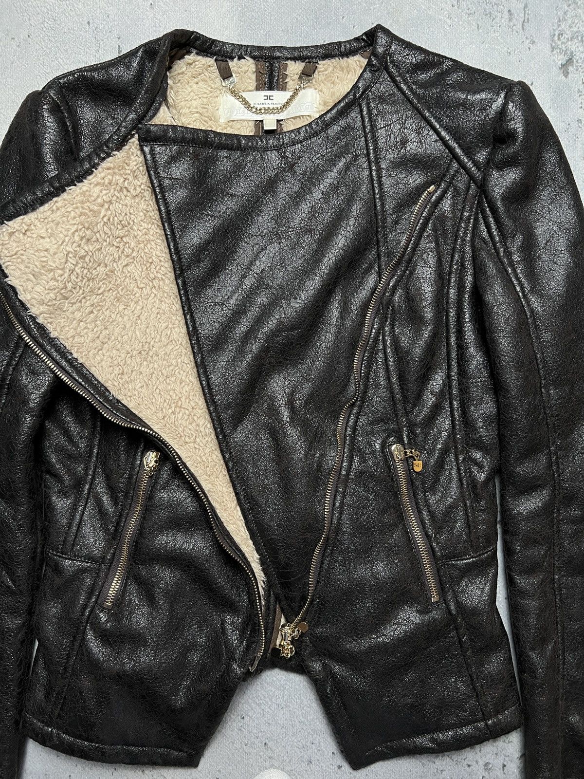 Elisabetta Franchi Elisabetta Franchi Fur Zip-Up Jacket Moto Biker Style Zipper Size M / US 6-8 / IT 42-44 - 8 Thumbnail