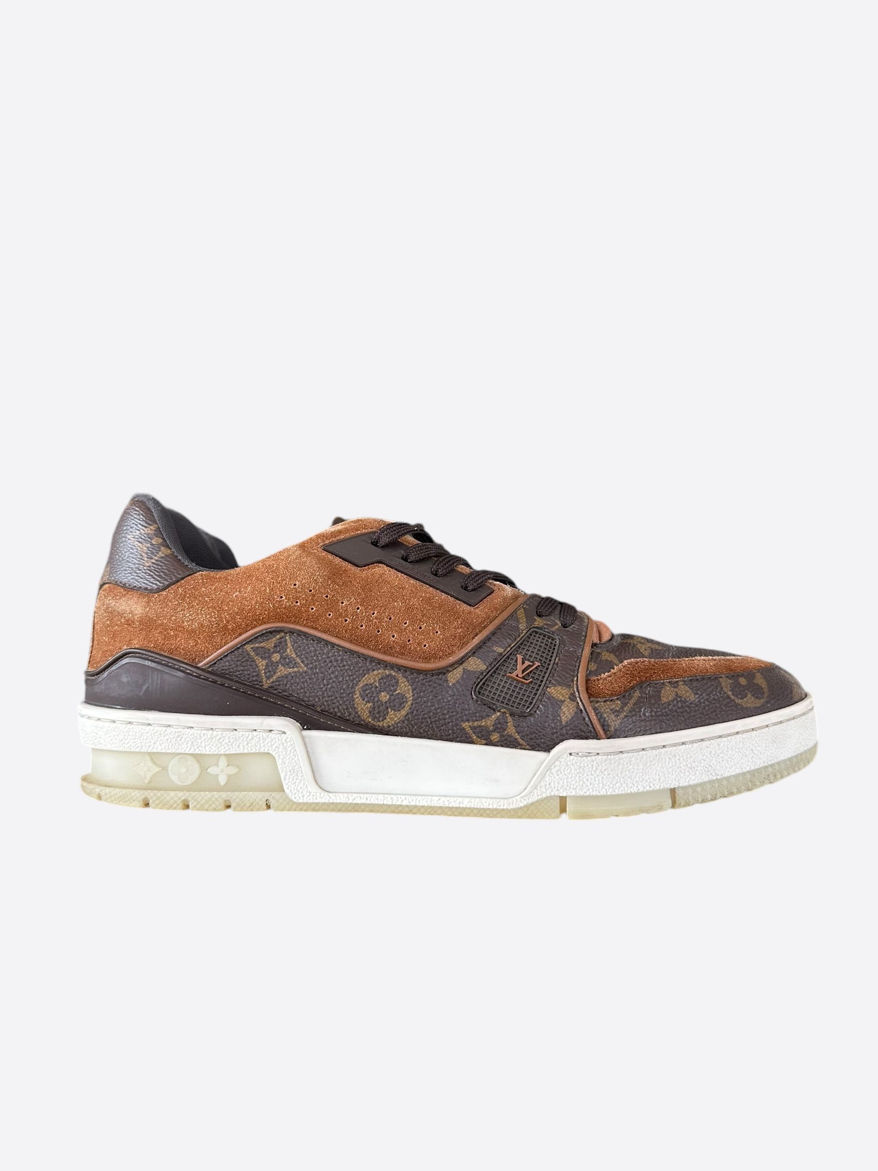 Louis Vuitton Louis Vuitton Brown Suede Monogram Trainers Size US 7 / EU 40 - 1 Thumbnail