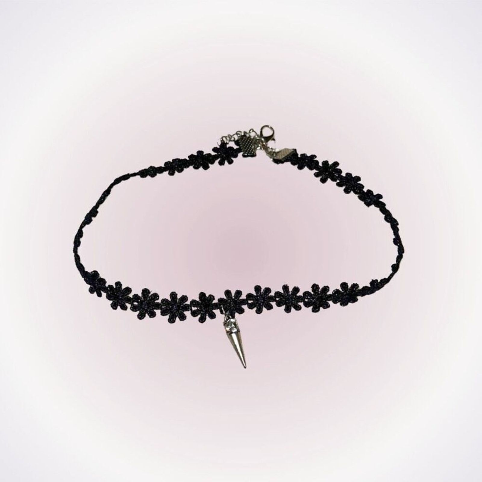 Other Black Floral Pendant Choker Necklace | Sz OS Size ONE SIZE - 1 Thumbnail