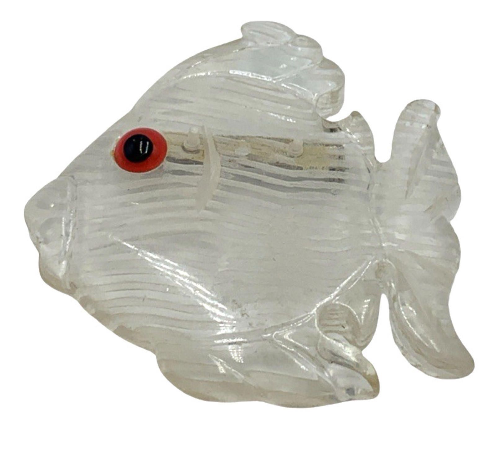 Other NOS Clear Reversed Hand Carved Lucite Fish Brooch Red Eye Size ONE SIZE - 2 Thumbnail
