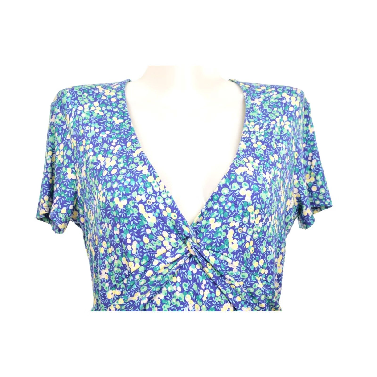Vintage Brora Dress DDP Floral Print Viscose Blend Long A-Line 16 Blue Womens Size XXL / US 16-18 / IT 52-54 - 2 Thumbnail