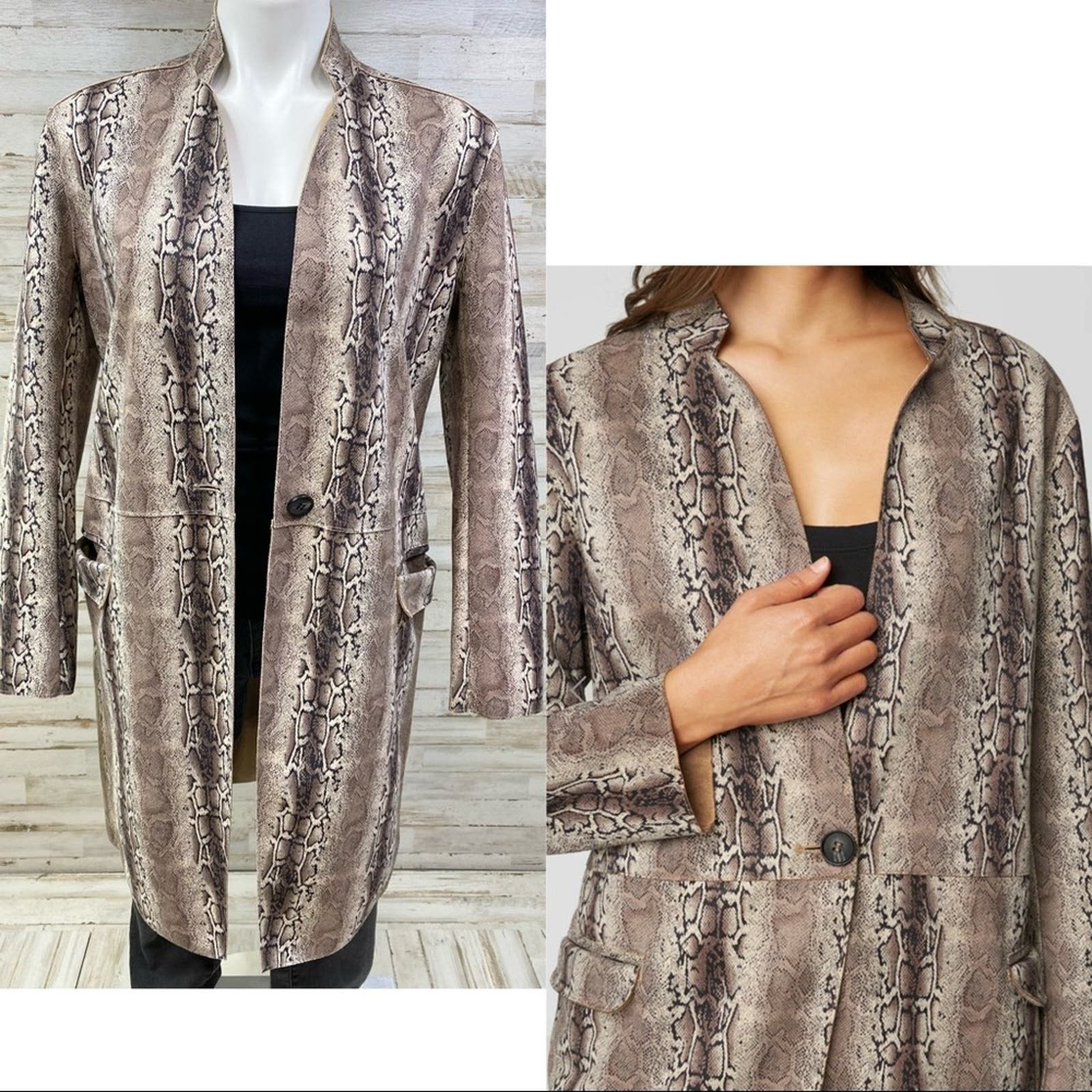 BlankNYC Snake Charmer Faux Suede Jacket Coat Size XS Brown
