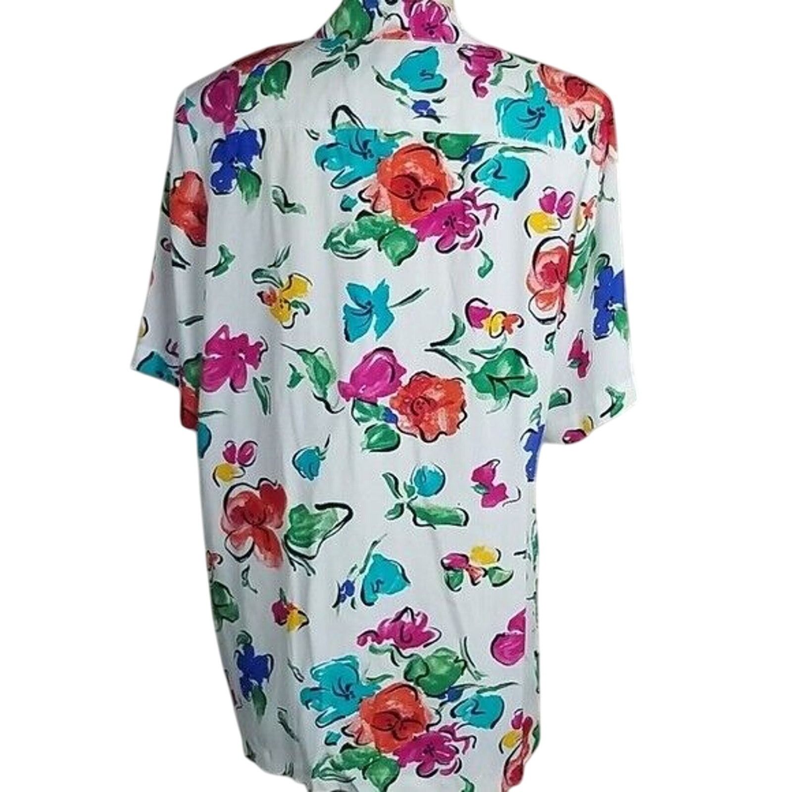 Carolina Herrera VTG Carole Little Women Blouse Abstract Floral Artsy Size L / US 10 / IT 46 - 5 Thumbnail