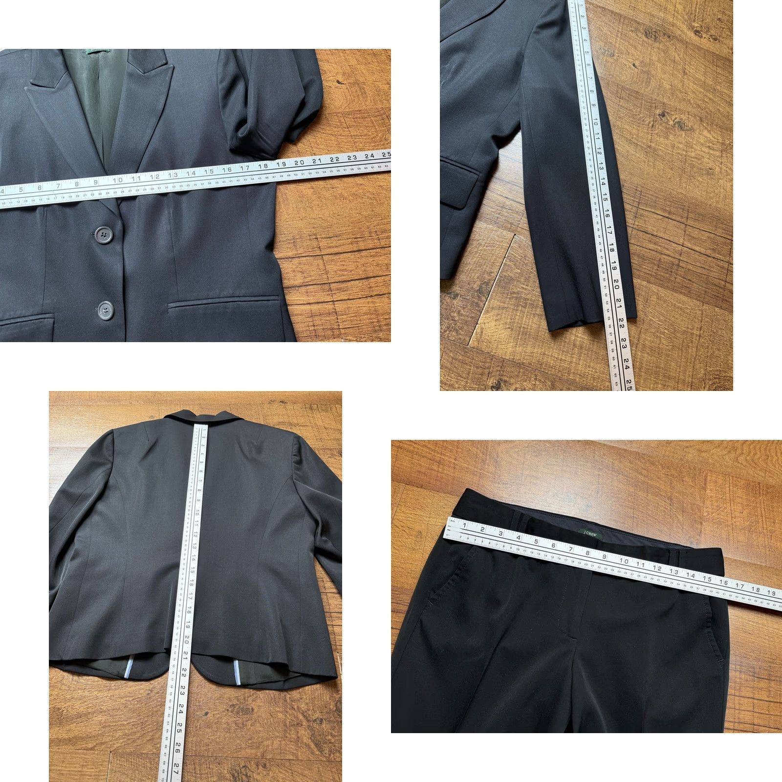 J.Crew J. Crew Pant Suit Womens City Fit Wool Blazer Wide Leg Office Lined Black 6 Suit Set Womens Size 28" / US 6 / IT 42 - 9 Thumbnail