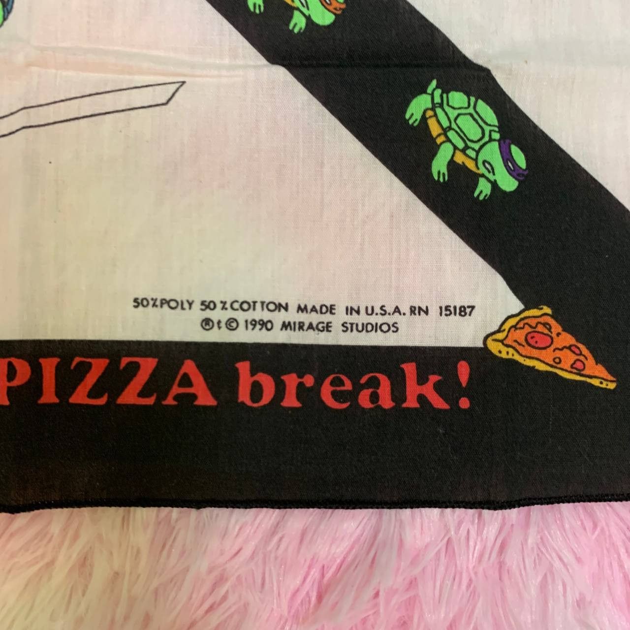Cartoon Network × Vintage RARE Vintage Teenage Mutant Ninja Turtles 1990 Handkerchief Size ONE SIZE - 3 Thumbnail
