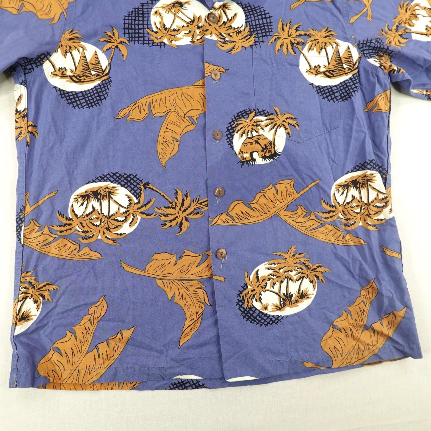 Vintage VINTAGE Kamehameha Men's Large Hawaiian Shirt Cotton Aloha Beach Tropical Short Sleeve Blue Brown Button-Up Size US L / EU 52-54 / 3 - 4 Thumbnail