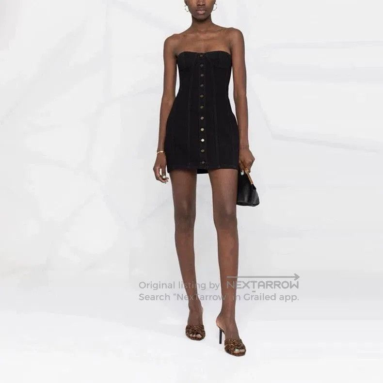 Saint Laurent Paris Saint Laurent Denim Strapless Dress Size US 36 / EU 52 - 3 Thumbnail