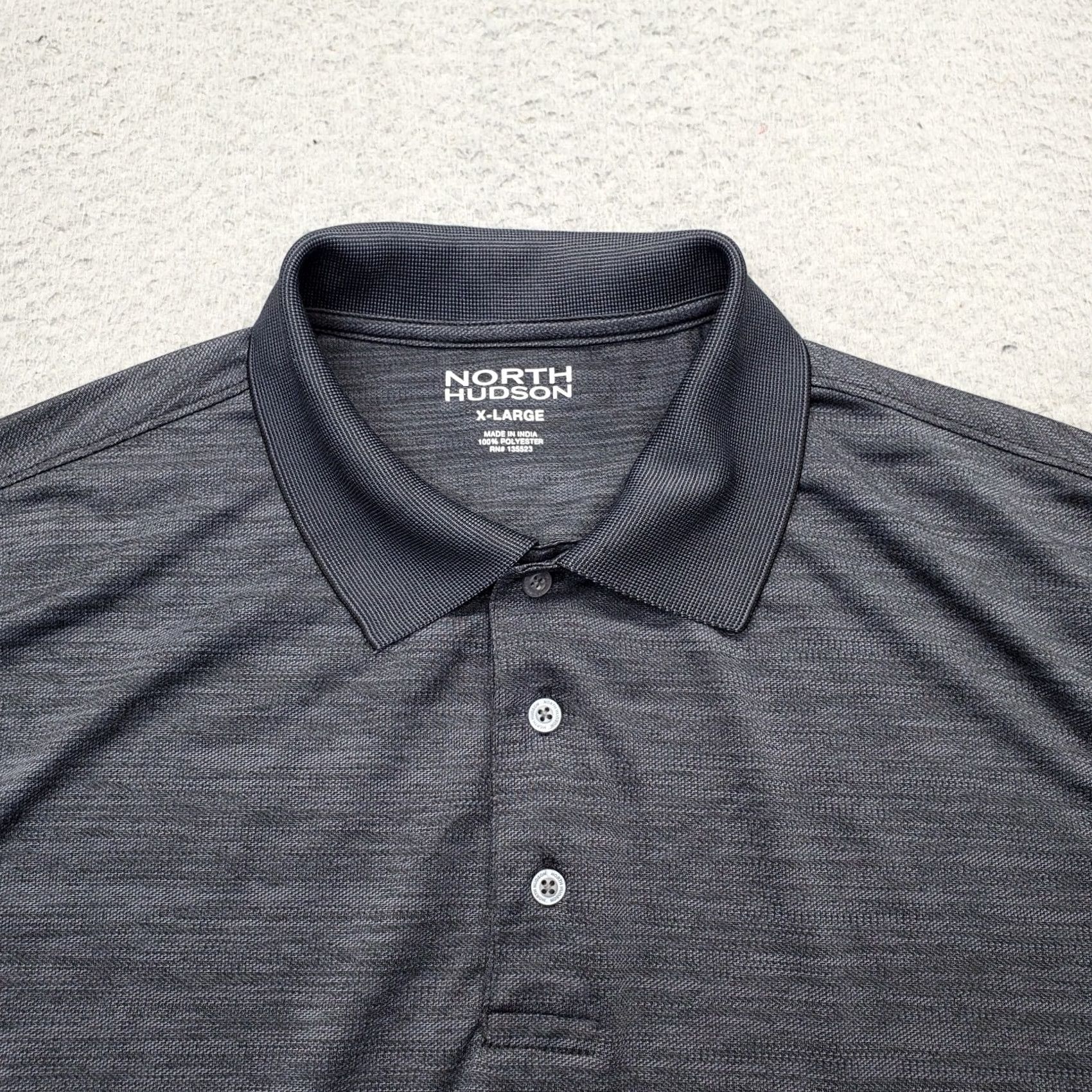 Hudson North Hudson Polo Shirt Mens XL Gray Space Dye Short Sleeve Slit Button Collar Polo Shirt Size US XL / EU 56 / 4 - 5 Thumbnail