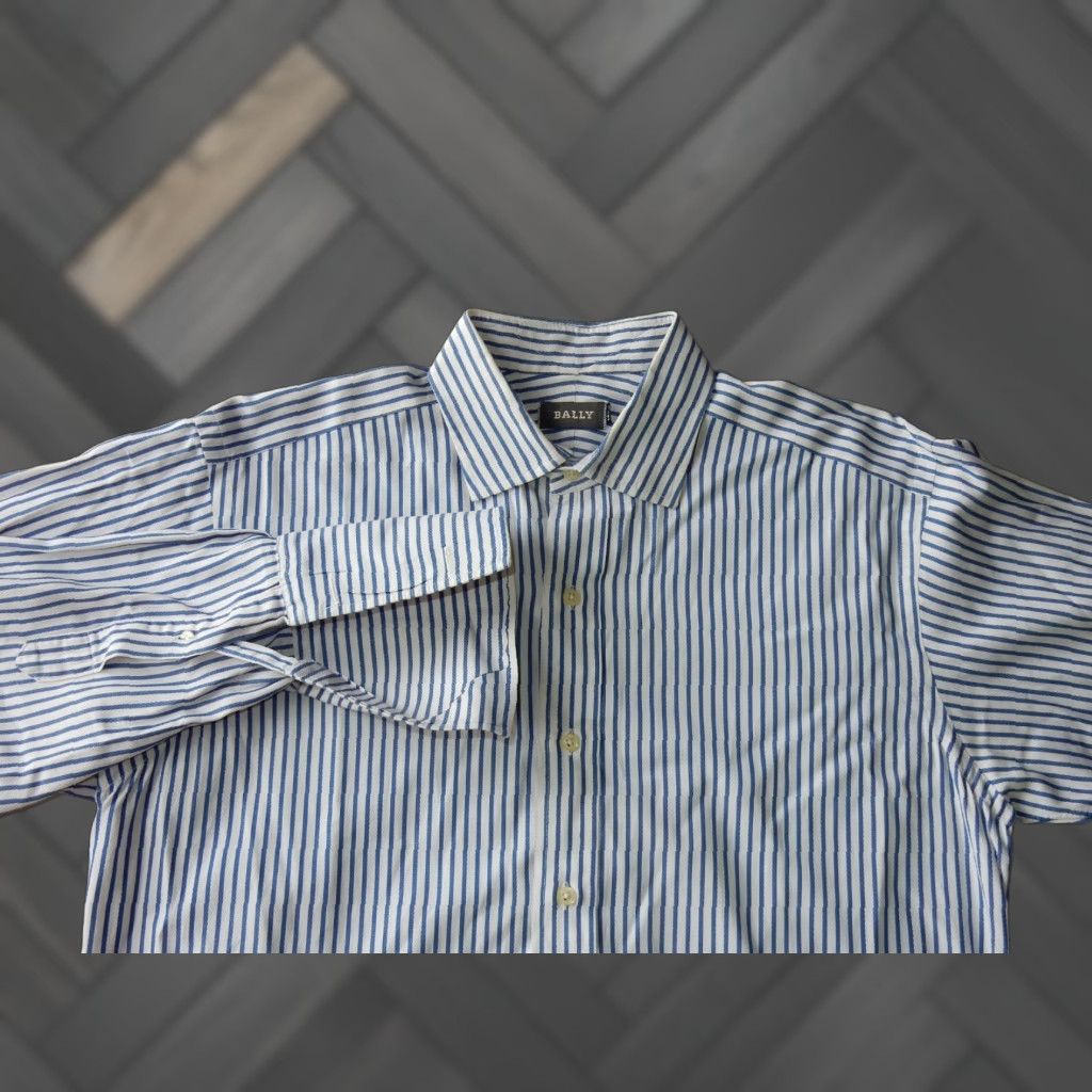 Bally VINTAGE Bally Men's Dress Shirt Long Sleeve Button-Front Blue 100% Cotton Size 15.5 Size US M / EU 48-50 / 2 - 1 Thumbnail
