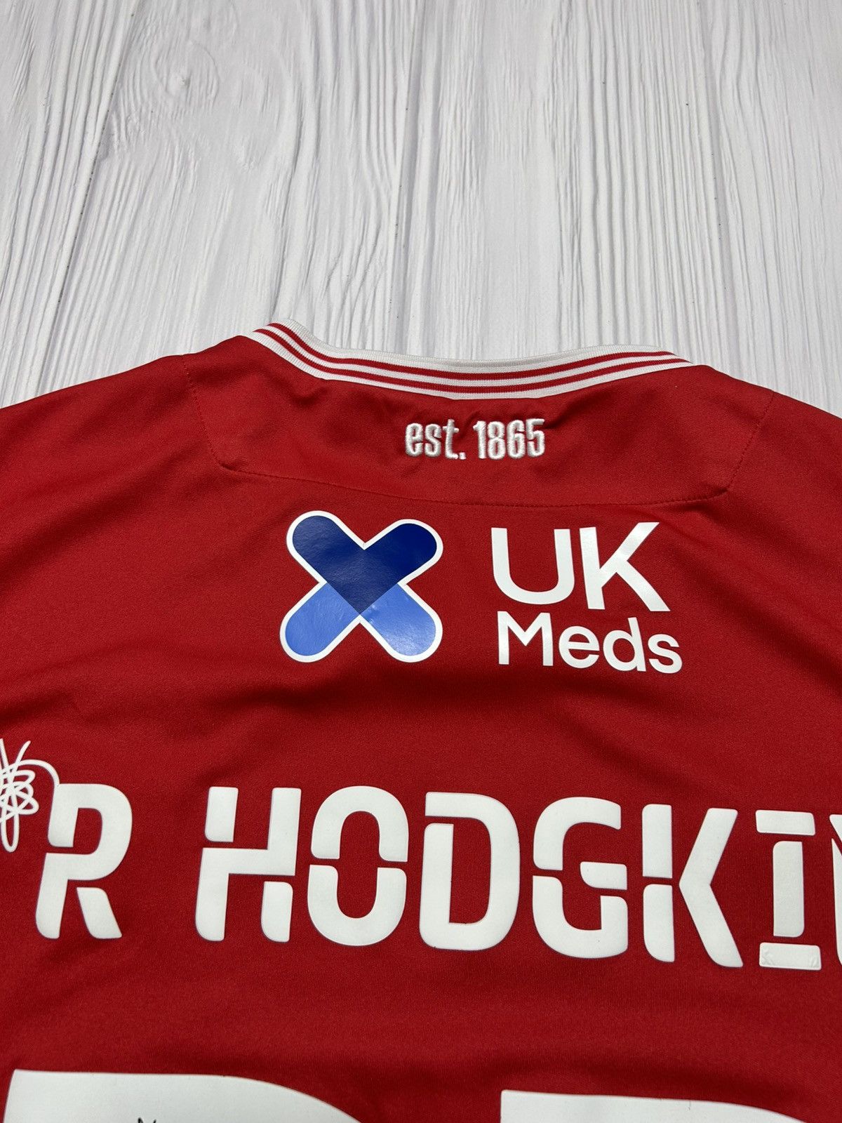 Macron 2020-21 Nottingham Forest #22 R Hodgkin Home Jersey Size 4XL Size US XXL / EU 58 / 5 - 18 Thumbnail