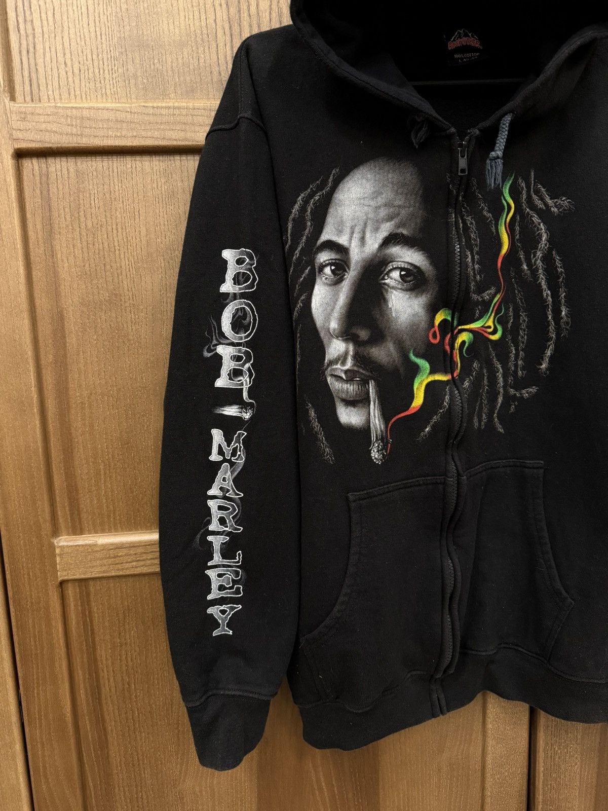 Bob Marley Vintage Bob Marley Black Zip Up Hoodie Full Print Size L Size US L / EU 52-54 / 3 - 3 Thumbnail