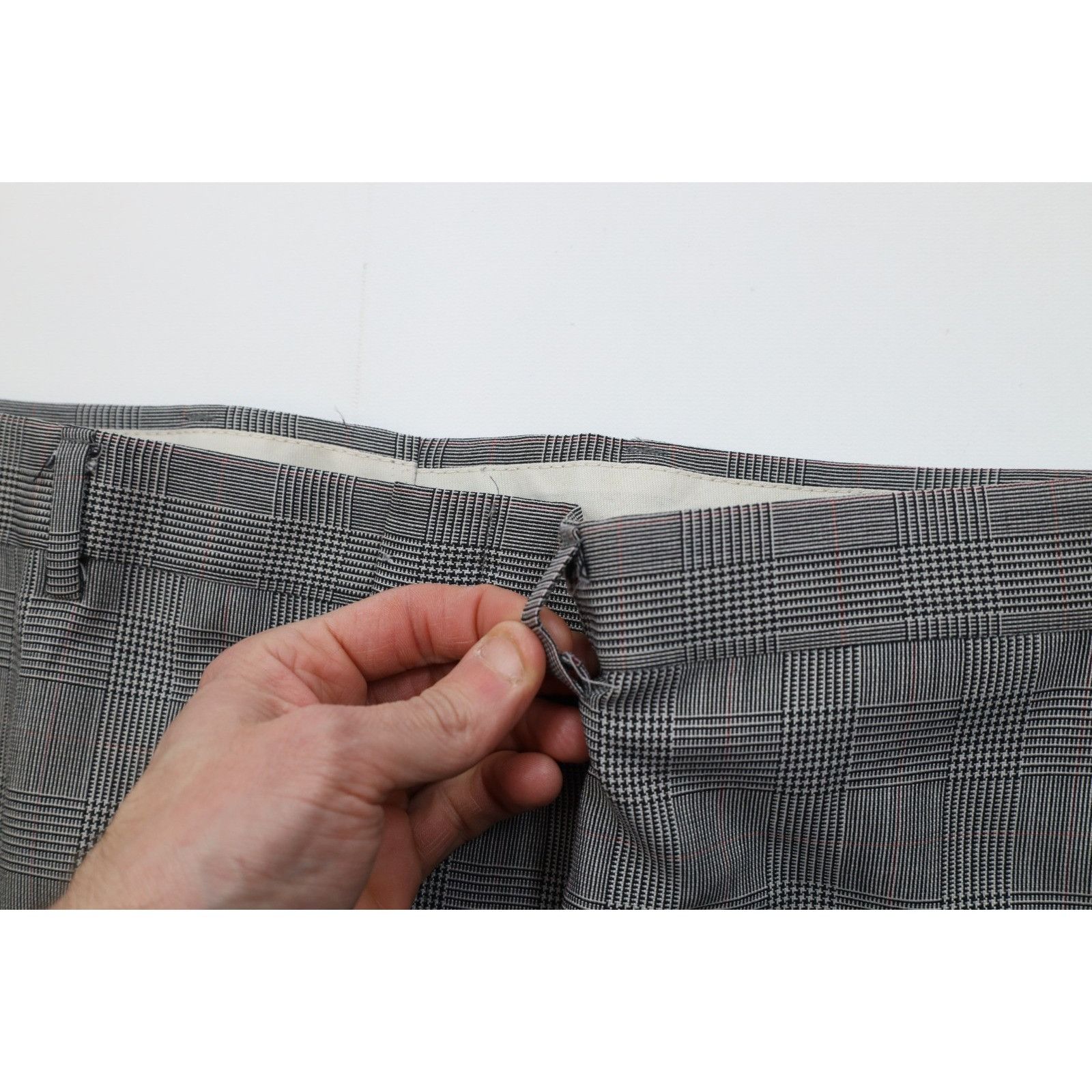 Vintage Vintage 70s Palm Beach 2 Piece Wool Suit Wedding Houndstooth Size 44L - 15 Thumbnail