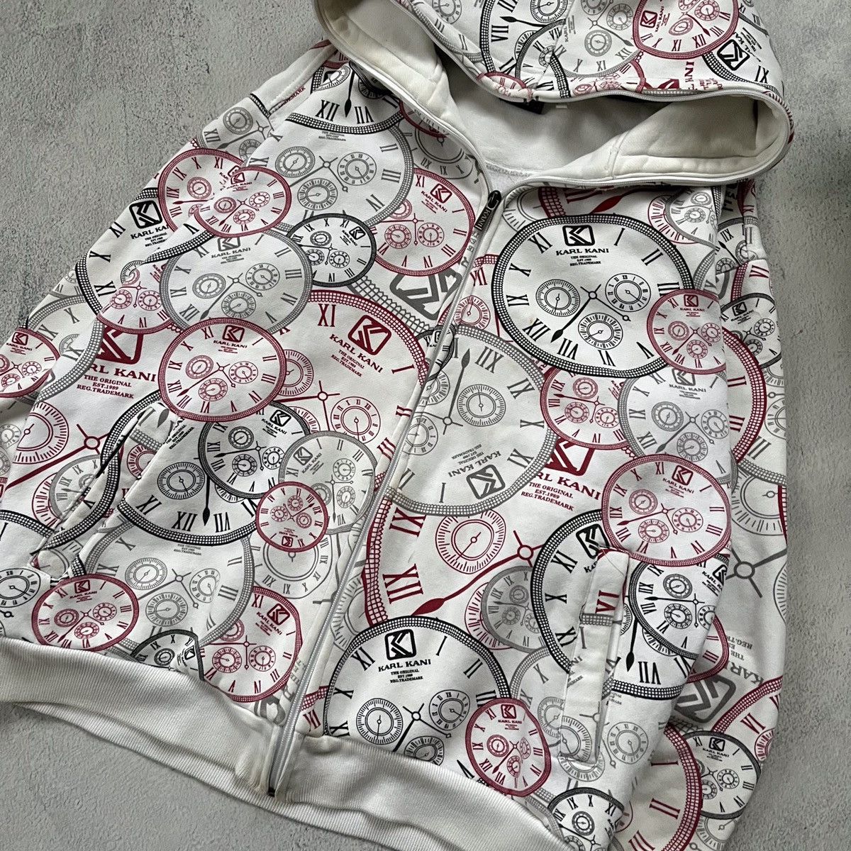 Japanese Brand × Karl Kani Vintage Karl Kani Printed Clock y2k zip hoodie Size US S / EU 44-46 / 1 - 4 Thumbnail