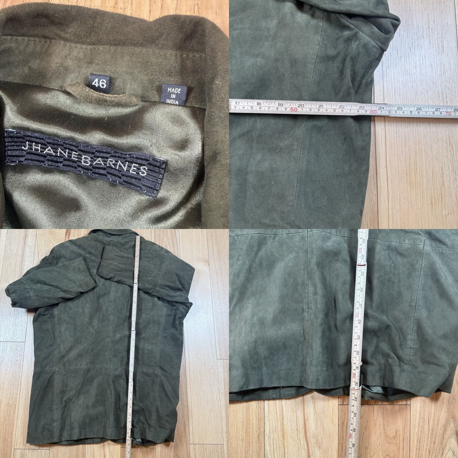Vintage VINTAGE Jhane Barnes Blazer Coat Leather Green Mens 46 Sports Overcoat Jacket Blazer 46 Mens Green Leather Sports VTG Jhane Barnes Brown? Size 46R - 8 Thumbnail