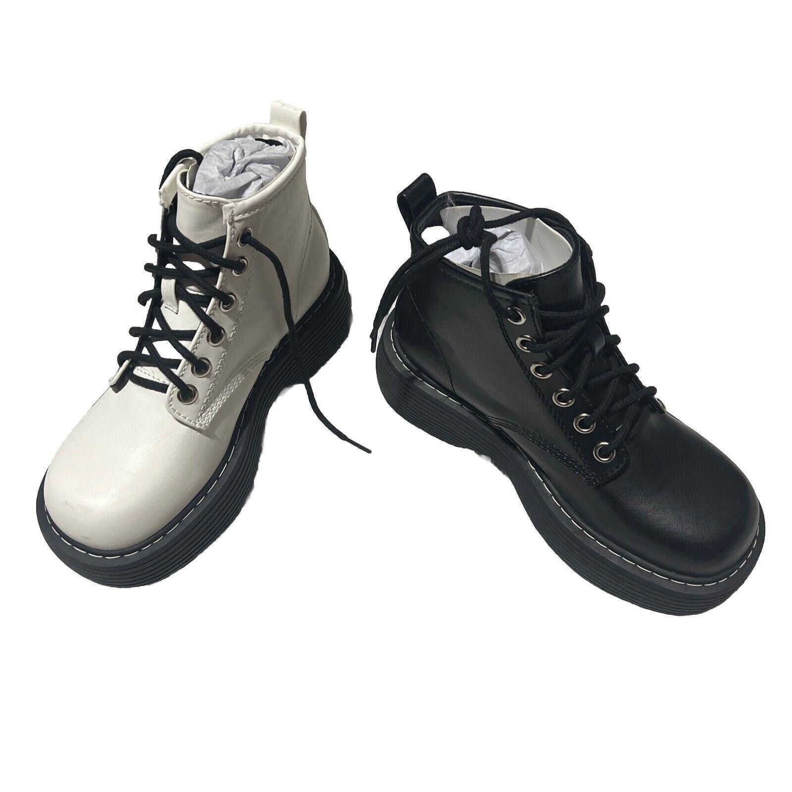 Designer Sz 6 Black & White Mismatched Combat Boots Dolls Kill Shoes Size US 6 / IT 36 - 1 Thumbnail