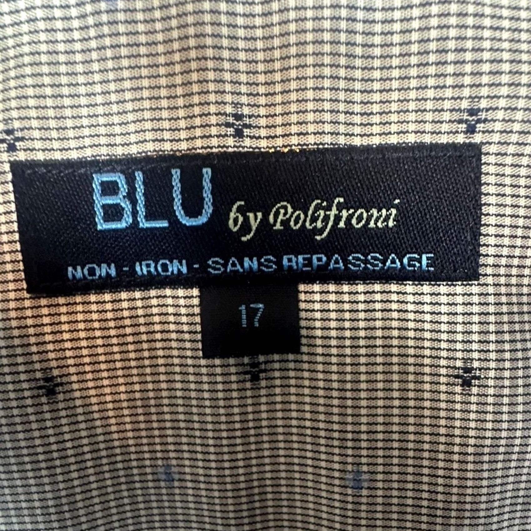 Vintage BLU by Polifroni Shirt Mens XL Geometric Print Non Iron Button Down Size US XL / EU 56 / 4 - 5 Thumbnail