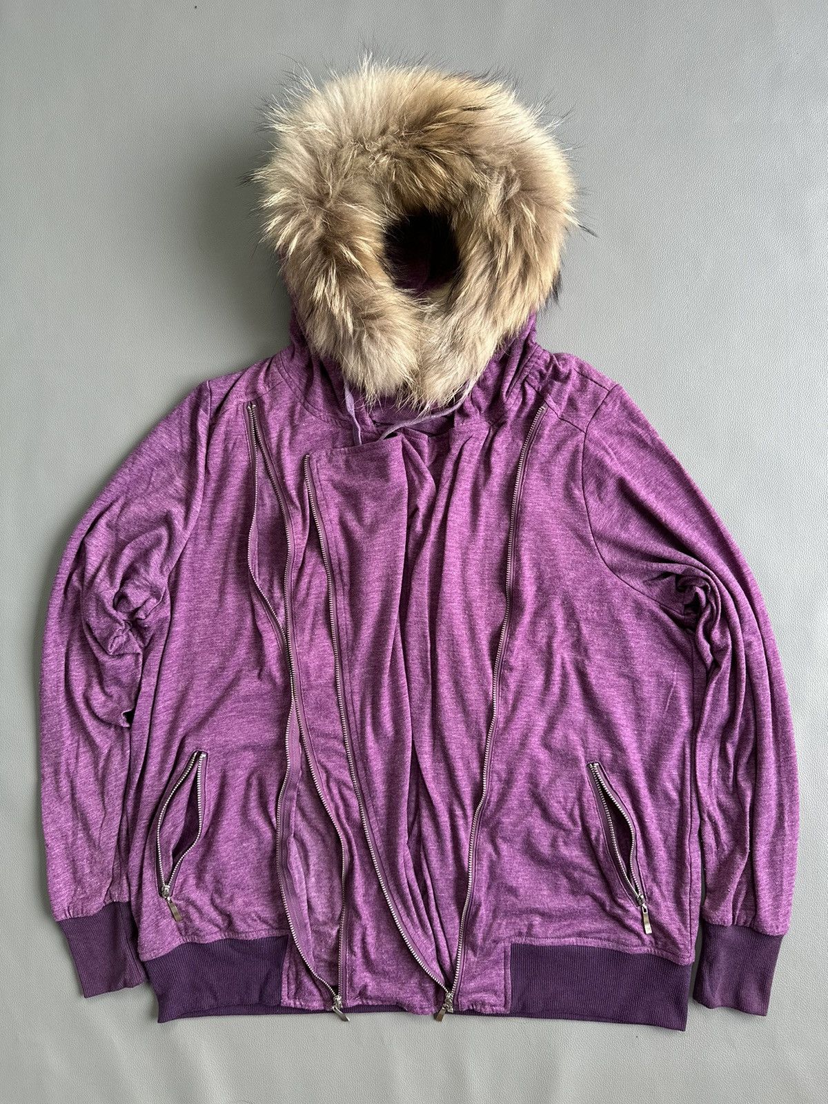 Beauty Beast ASSYMETRICAL MULTIZIPPER SUCIA FUR ZIP HOODIE LGB STYLE Size XL / US 12-14 / IT 48-50 - 2 Thumbnail