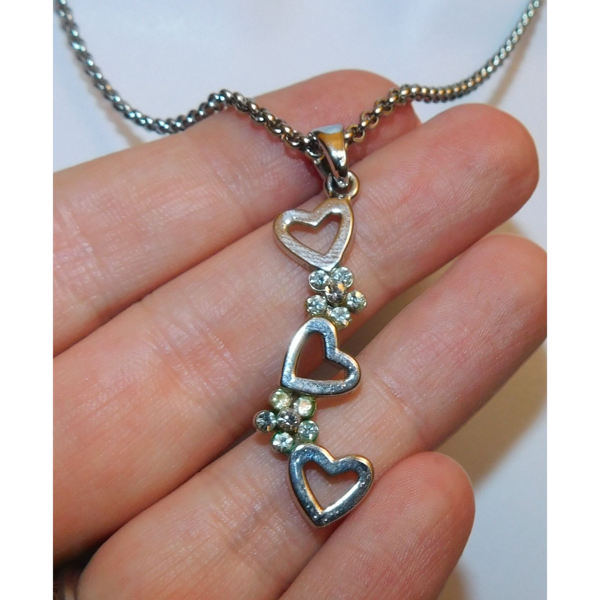 Other Triple Heart Floral Silver Tone Pendant Necklace Size ONE SIZE - 1 Thumbnail