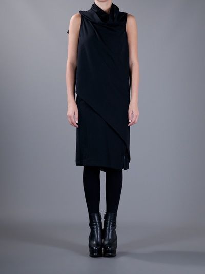 Ann Demeulemeester ANN DEMEULEMEESTER Angelika Draped Black Dress Size M / US 6-8 / IT 42-44 - 2 Thumbnail