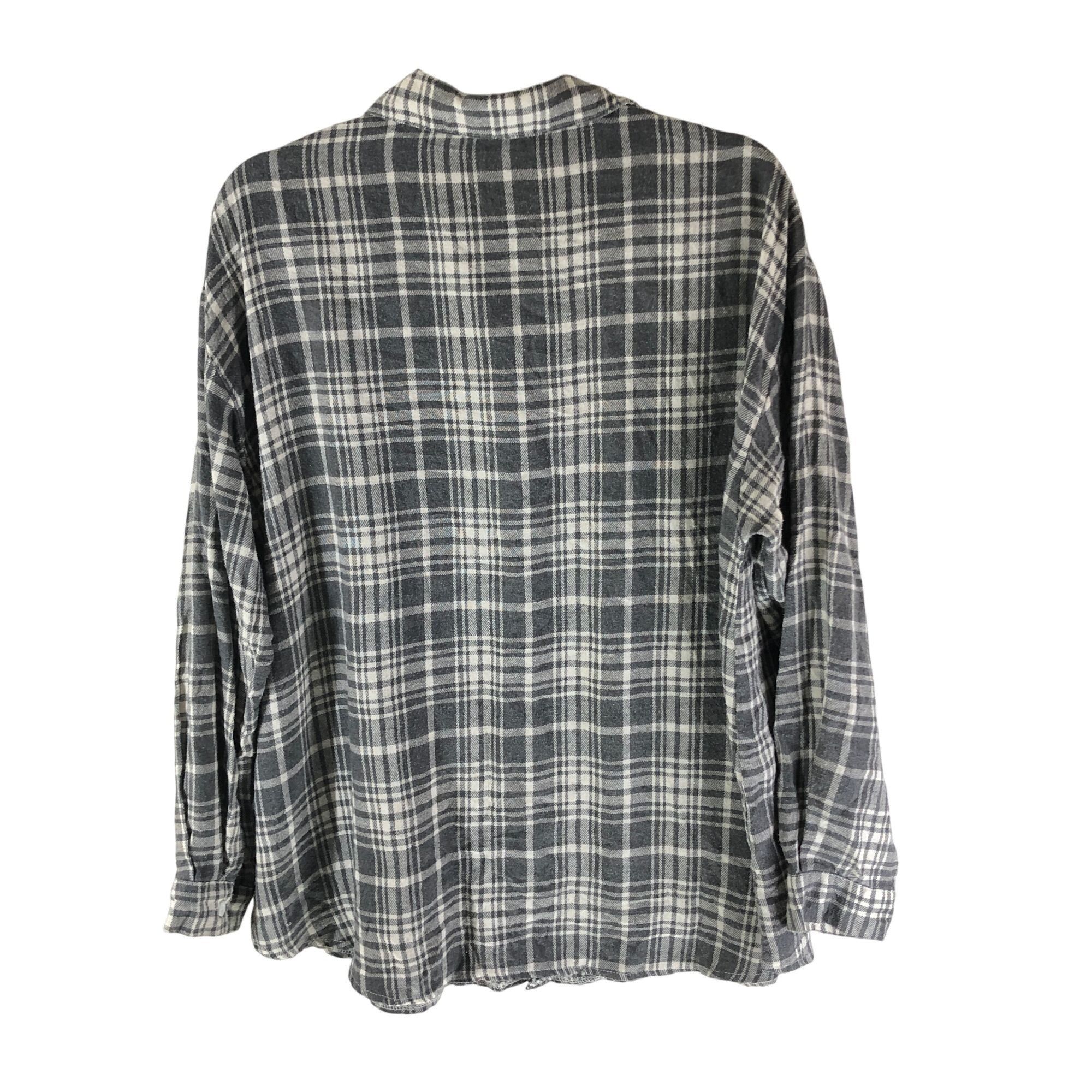 Shein Shein Womens Plaid Button-Up Flannel Long Sleeve Shirt Gray Size M / US 6-8 / IT 42-44 - 2 Thumbnail