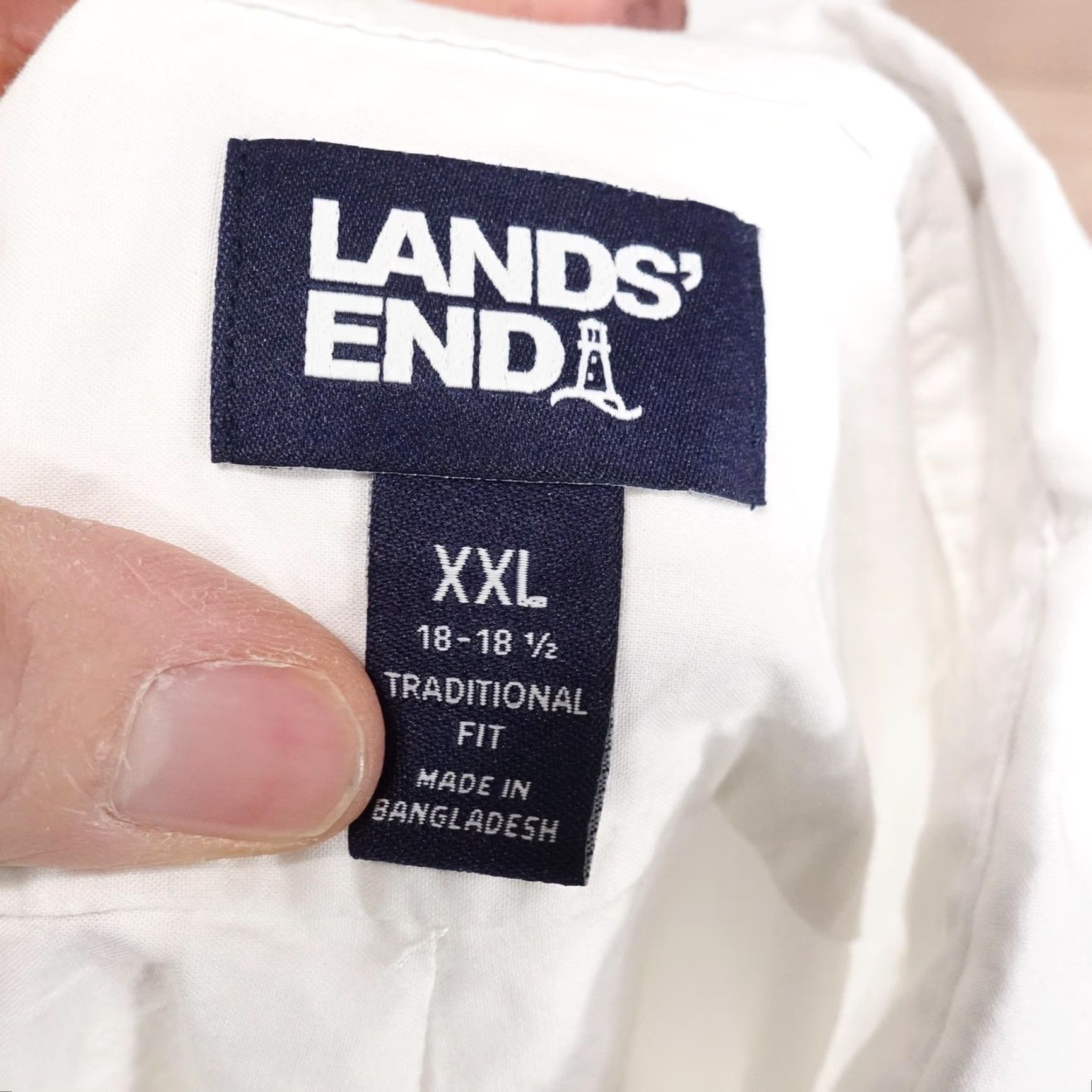 Lands' End Lands' End Shirt Mens 2XL White Blue Stripe Colorblock Short Sleeve Button-Down Pocket Size US XXL / EU 58 / 5 - 6 Thumbnail