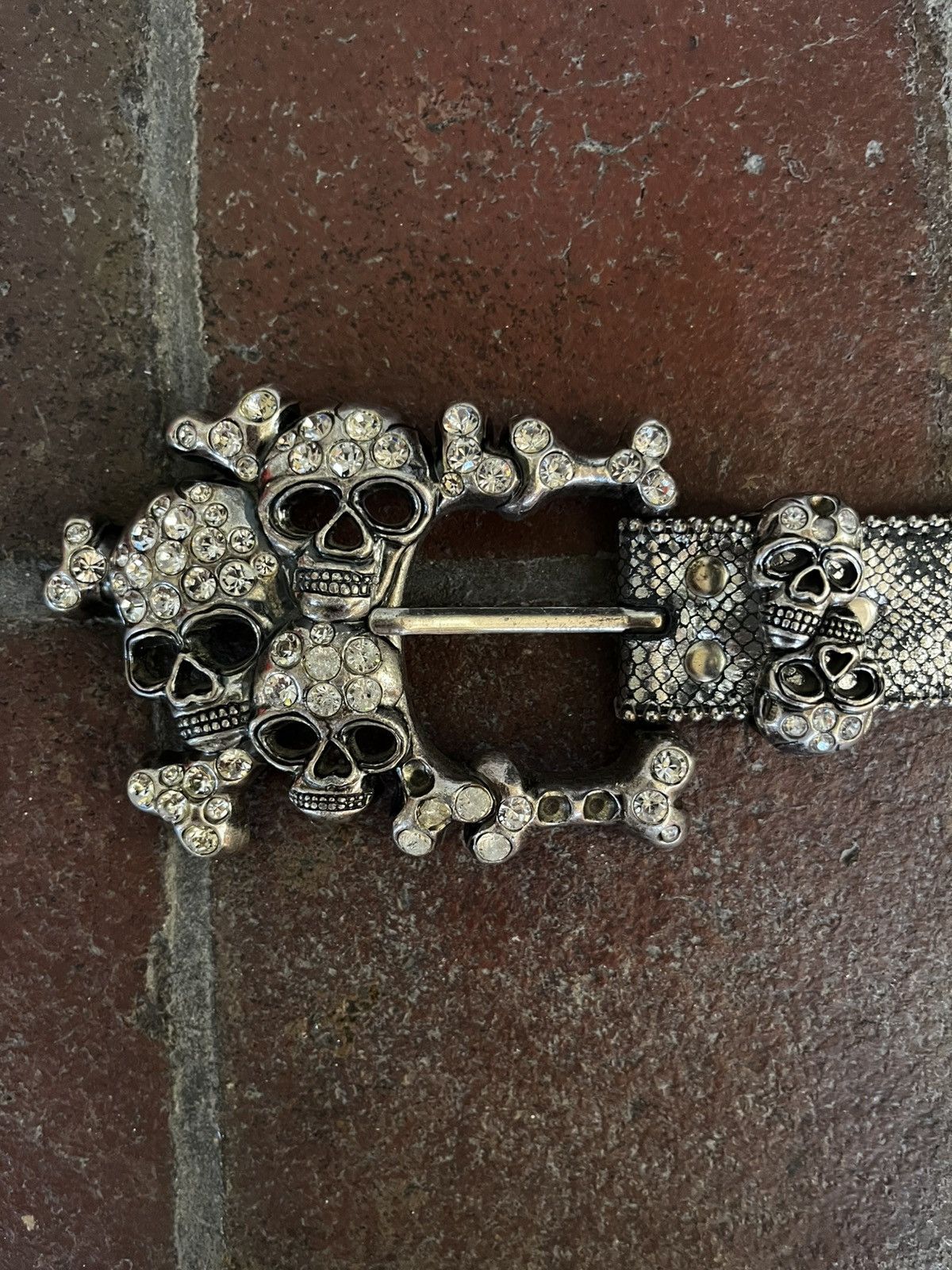 B.B. Simon B.B Simon Triple Skull Belt Grey Size 32 - 4 Thumbnail
