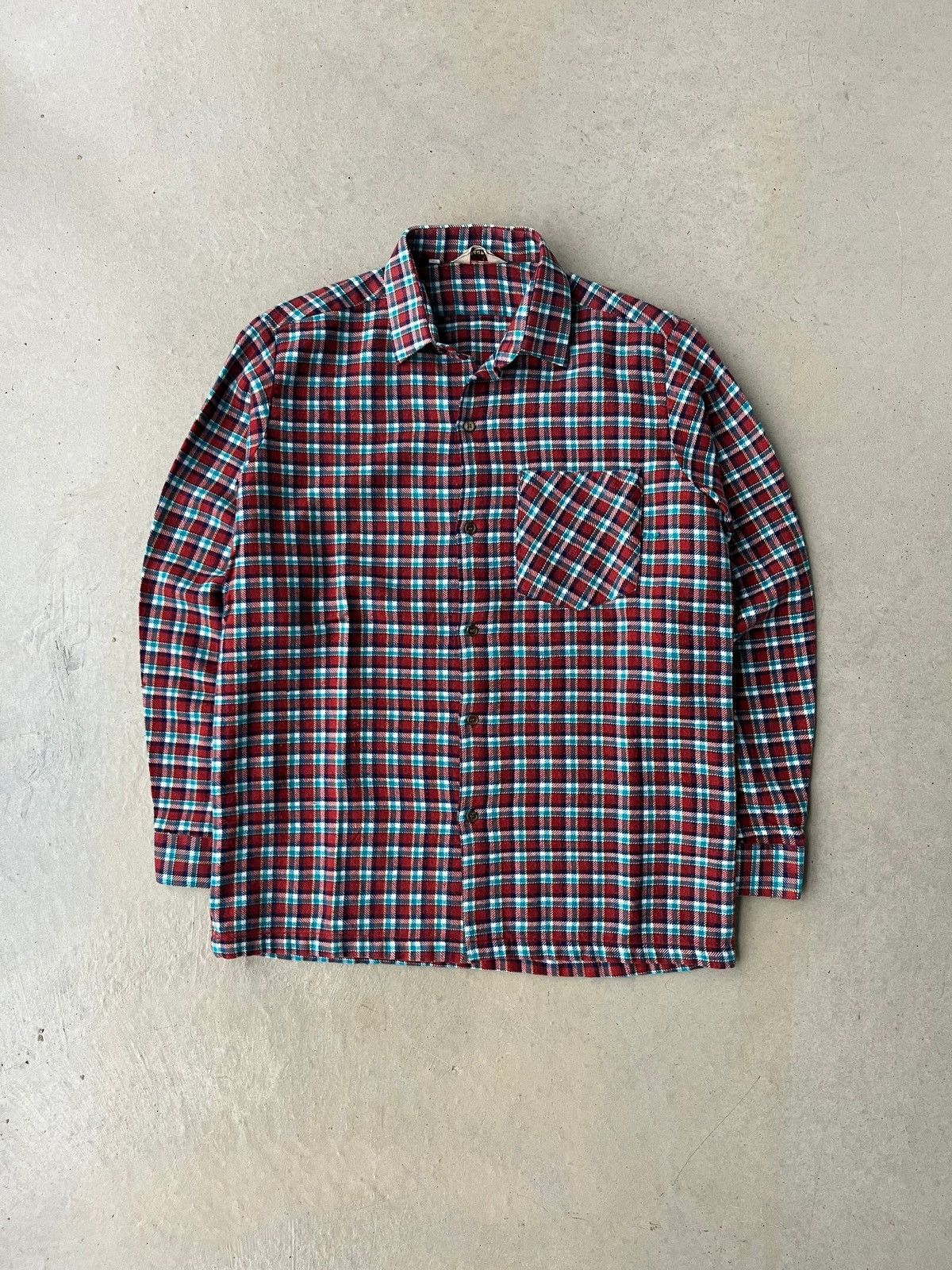 Vintage Vintage 80s Maroon Plaid Cotton Flannel Size US M / EU 48-50 / 2 - 1 Thumbnail