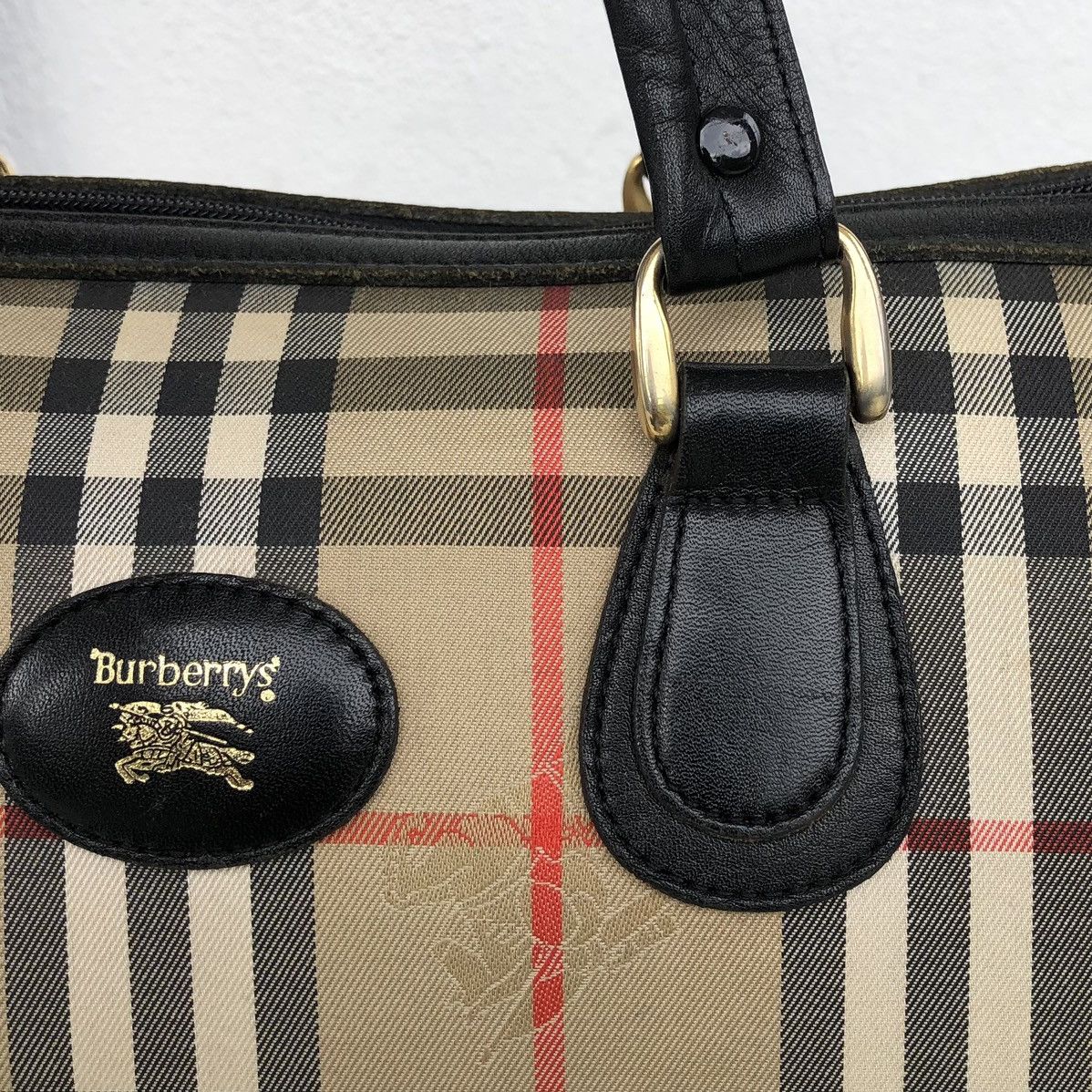 Burberry Burberry's Nova Check Pattern Logo Embossed Boston Bag Size ONE SIZE - 13 Thumbnail
