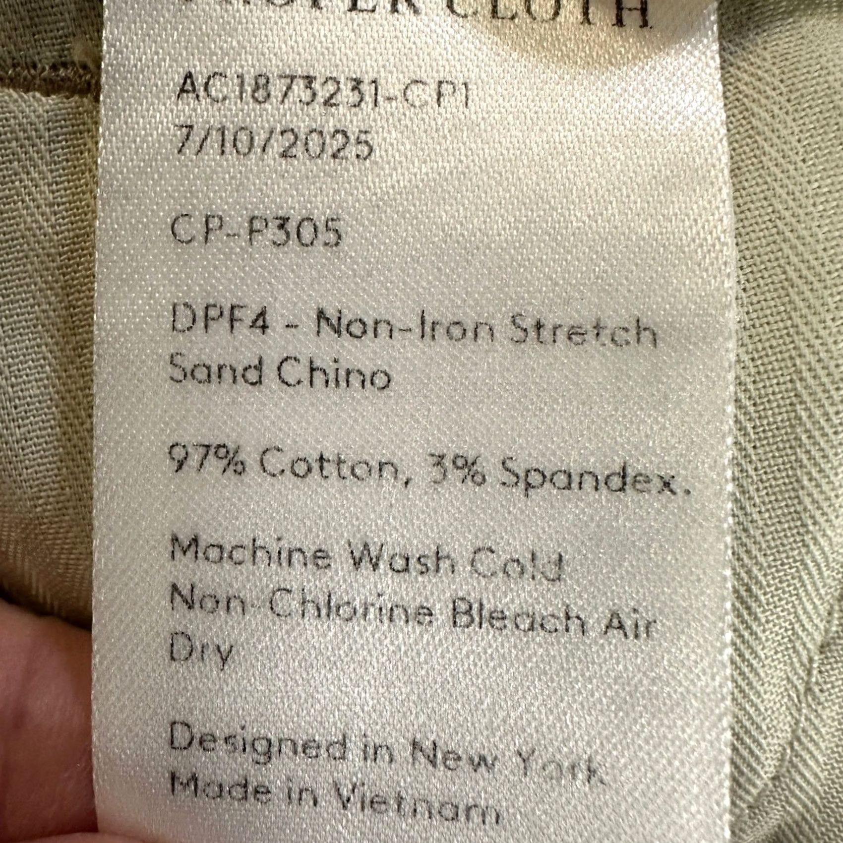 Proper Cloth Proper Cloth Chino Pants Mens 41X32 Flat Front Pockets Stretch Straight Leg Beige 98% Cotton 2% Spandex Casual Fit Mens Size US 36 / EU 52 - 4 Thumbnail