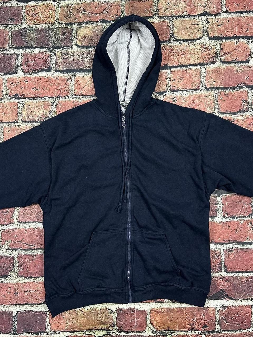 Other Vintage Navy Blank Zip Up Hoodie Thermal Lined Sweatshirt Size US XL / EU 56 / 4 - 2 Thumbnail