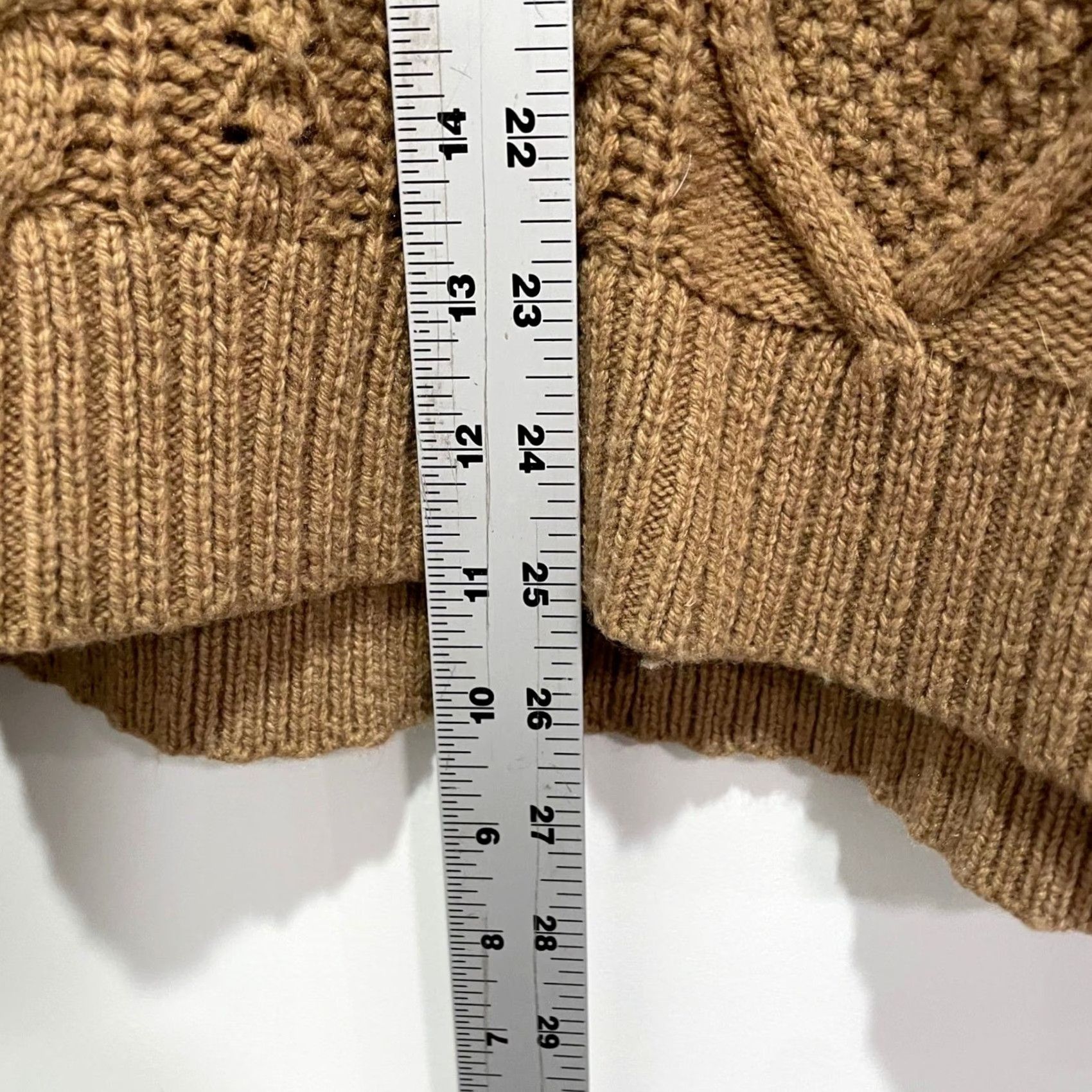 J.Crew J.CREW Women L Brown Cable Knit Lambs Wool Blend Mock Neck Pullover Sweater Size L / US 10 / IT 46 - 5 Thumbnail