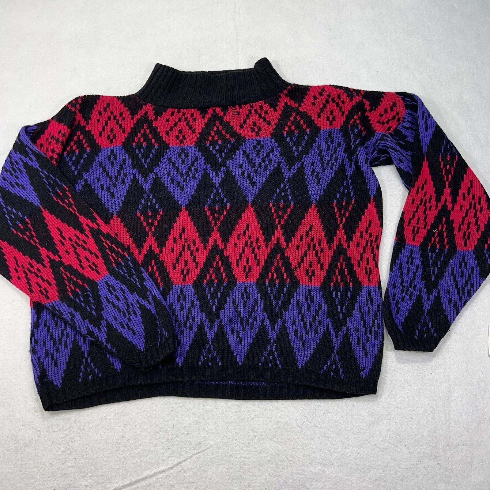 Vintage Vintage Croquet Club Medium Pink Purple Argyle Sweater Size M / US 6-8 / IT 42-44 - 1 Thumbnail