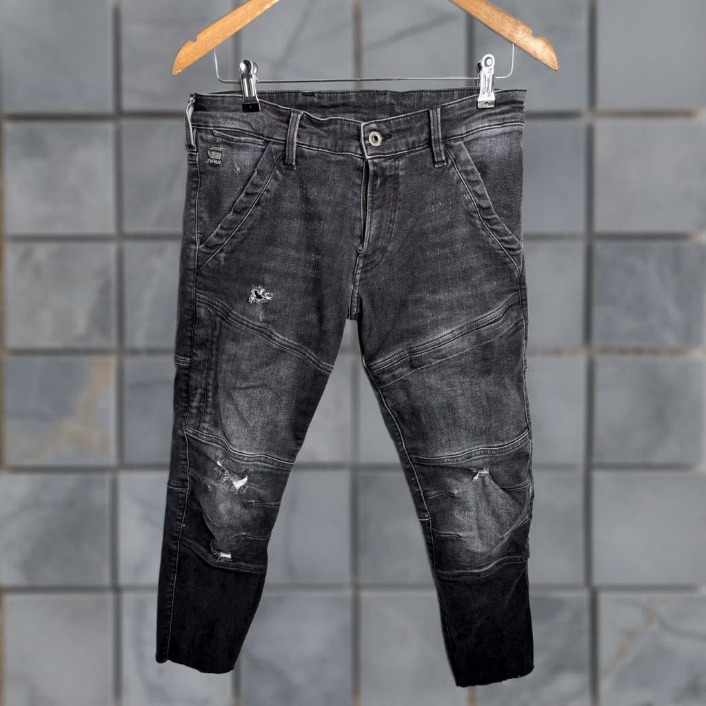 Vintage G-Star RAW Jeans Slim Tapered Mens 30x30 Denim Charcoal Gray Distressed Moto Style 5-Pocket Zip Fly Women? Size US 30 / EU 46 - 1 Thumbnail