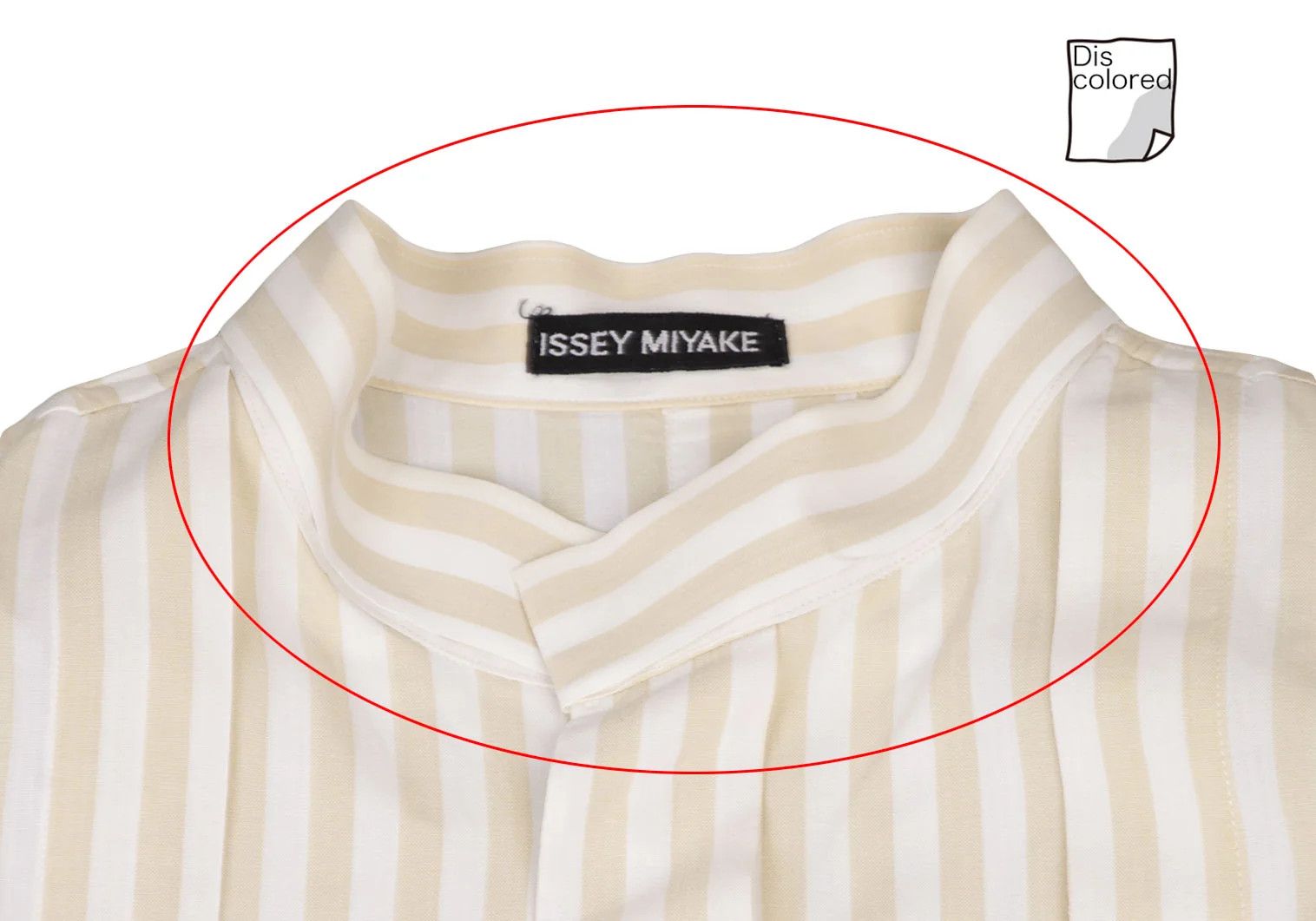 Issey Miyake Stripe Band Collar Shirt in Beige and White, Size M Size US M / EU 48-50 / 2 - 3 Thumbnail