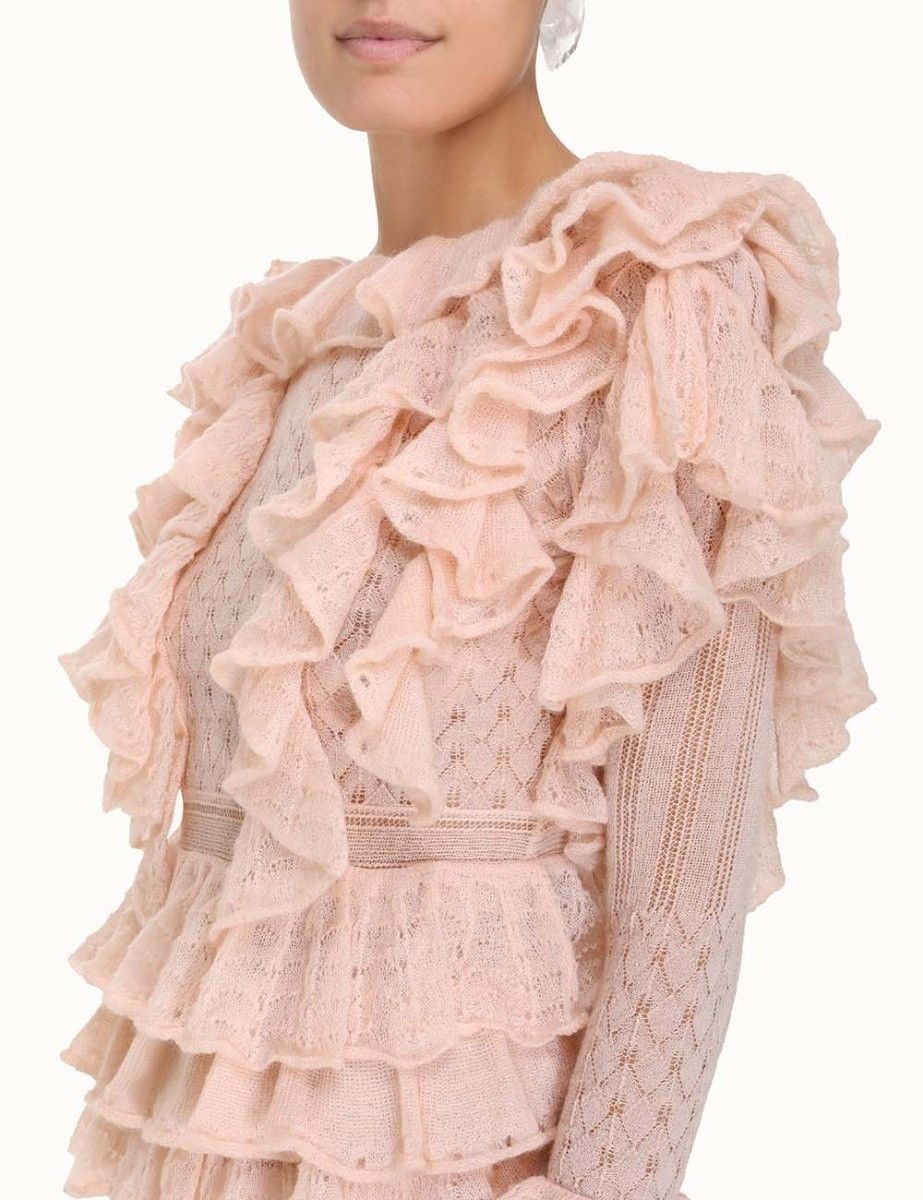 Zimmermann oc11z0425 Luminosity Frill V-Neck Sweater in Pink Size M / US 6-8 / IT 42-44 - 7 Thumbnail