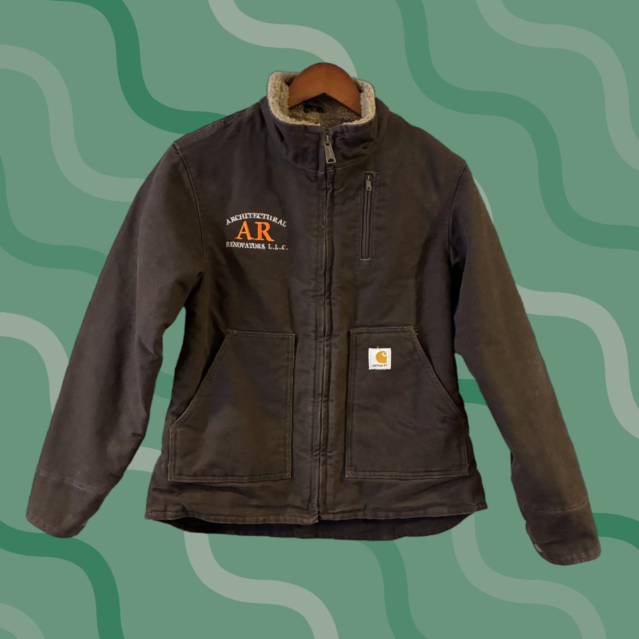 VINTAGE Carhartt Canyon Coat Sherpa Lined Duck Chore Work Jacket Womens Small Embroidered