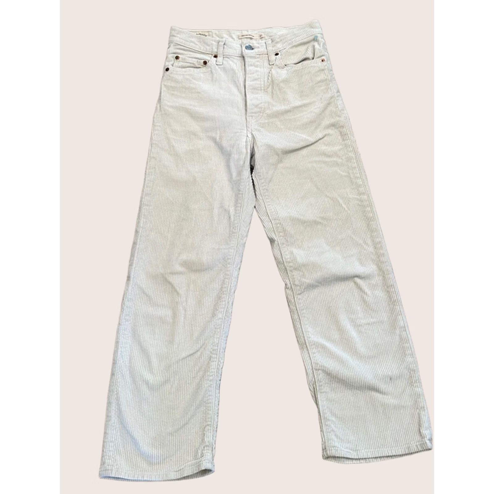 Levi's Pants Women's 27 X 25 Ribcage Straight Corduroy Button Fly White Xx14, Women's