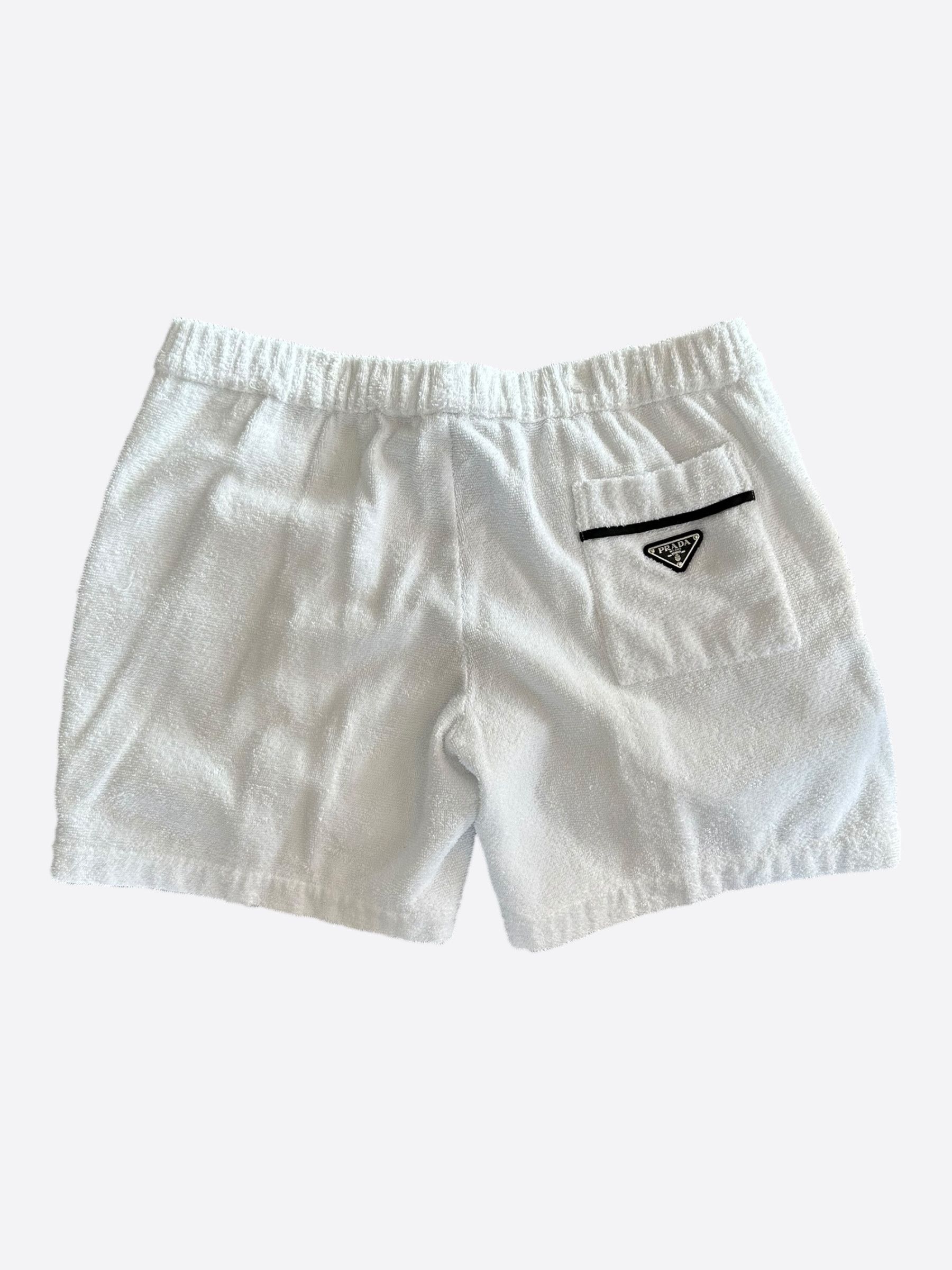 Prada Prada White & Black Logo Towel Shorts Size US 38 / EU 54 - 2 Thumbnail