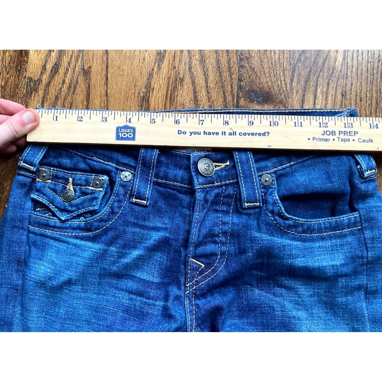 True Religion True Religion Jeans Womens 25 Cameron Lady Godiva Stretch Button Fly Flap Pocket Denim Blue Pocket Embroidered Belt Loops Y2K Regular Womens Size 42" / US 20 - 6 Thumbnail