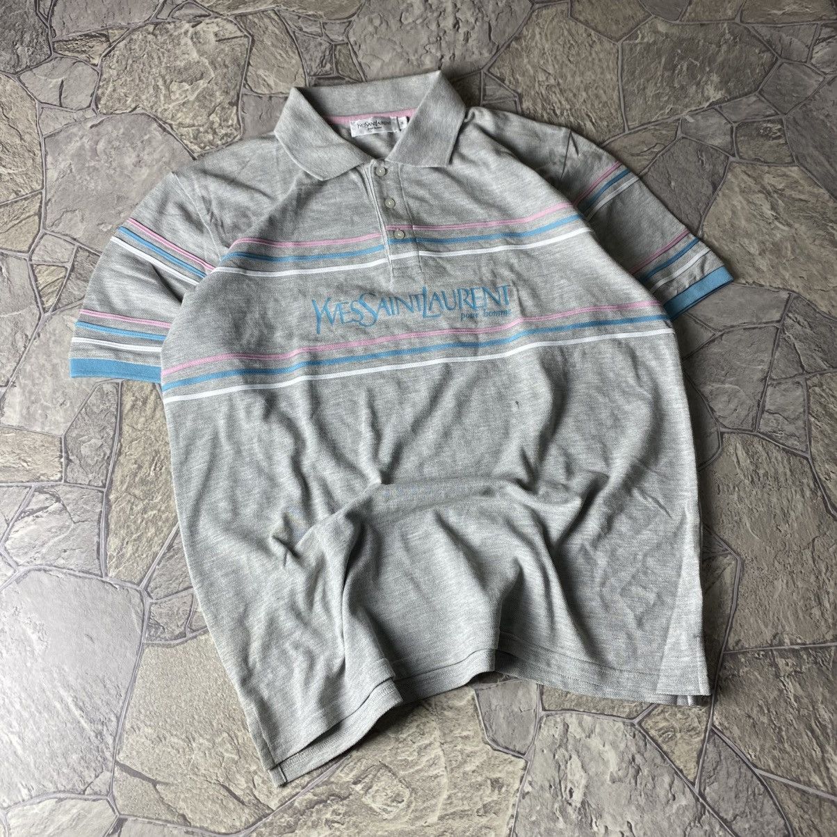 Yves Saint Laurent Vintage Yves Saint Laurent YSL Polo T-Shirt Big Logo Size US L / EU 52-54 / 3 - 1 Thumbnail