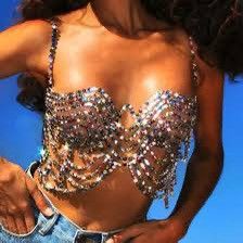 Area NYC AREA Silver ONE SIZE Crystal-embellished crop top Size ONE SIZE - 2 Thumbnail