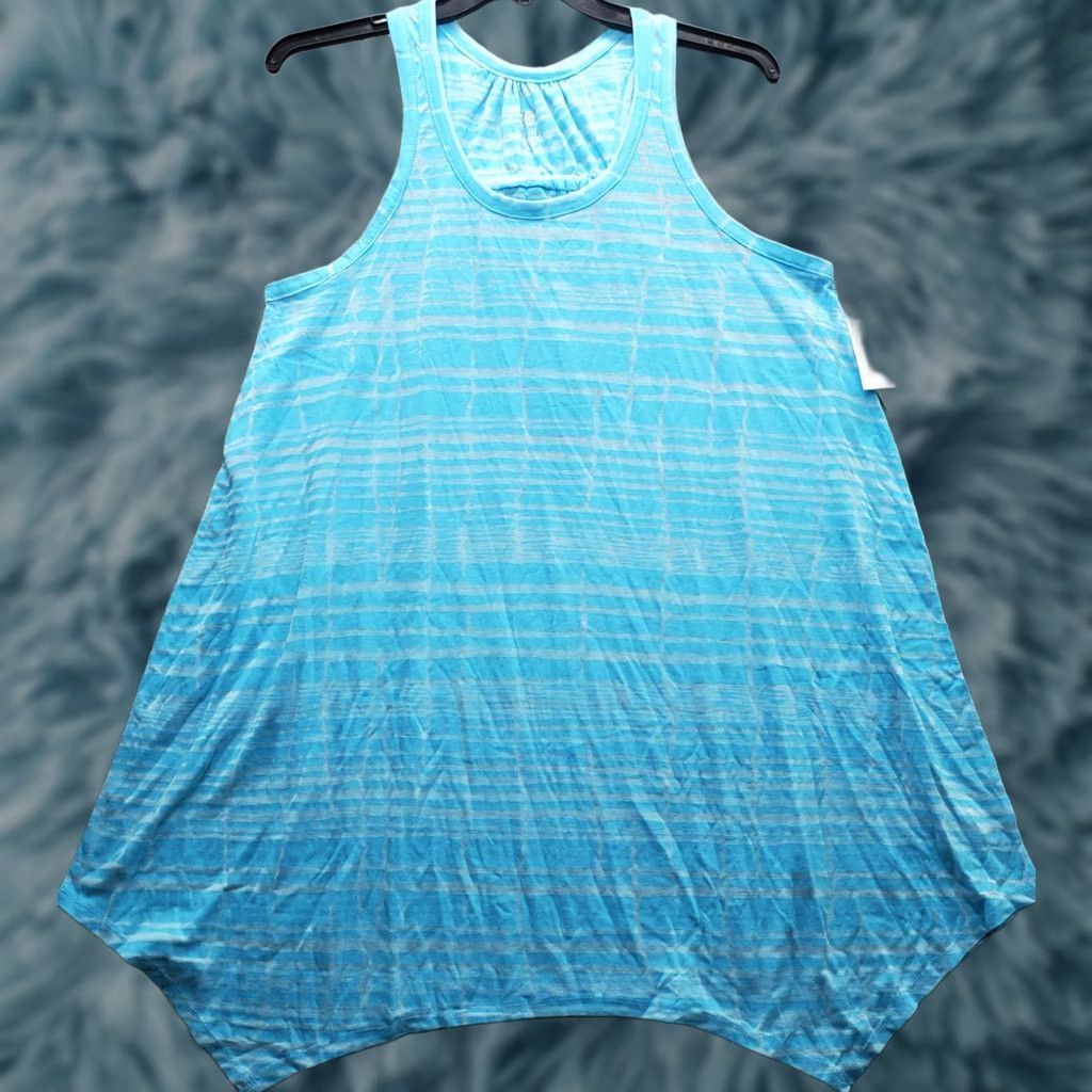 Vintage Balance Collection Loungewear Top Womens XL Multi Stripe Racerback Sharkbite Hem Size XL / US 12-14 / IT 48-50 - 1 Thumbnail