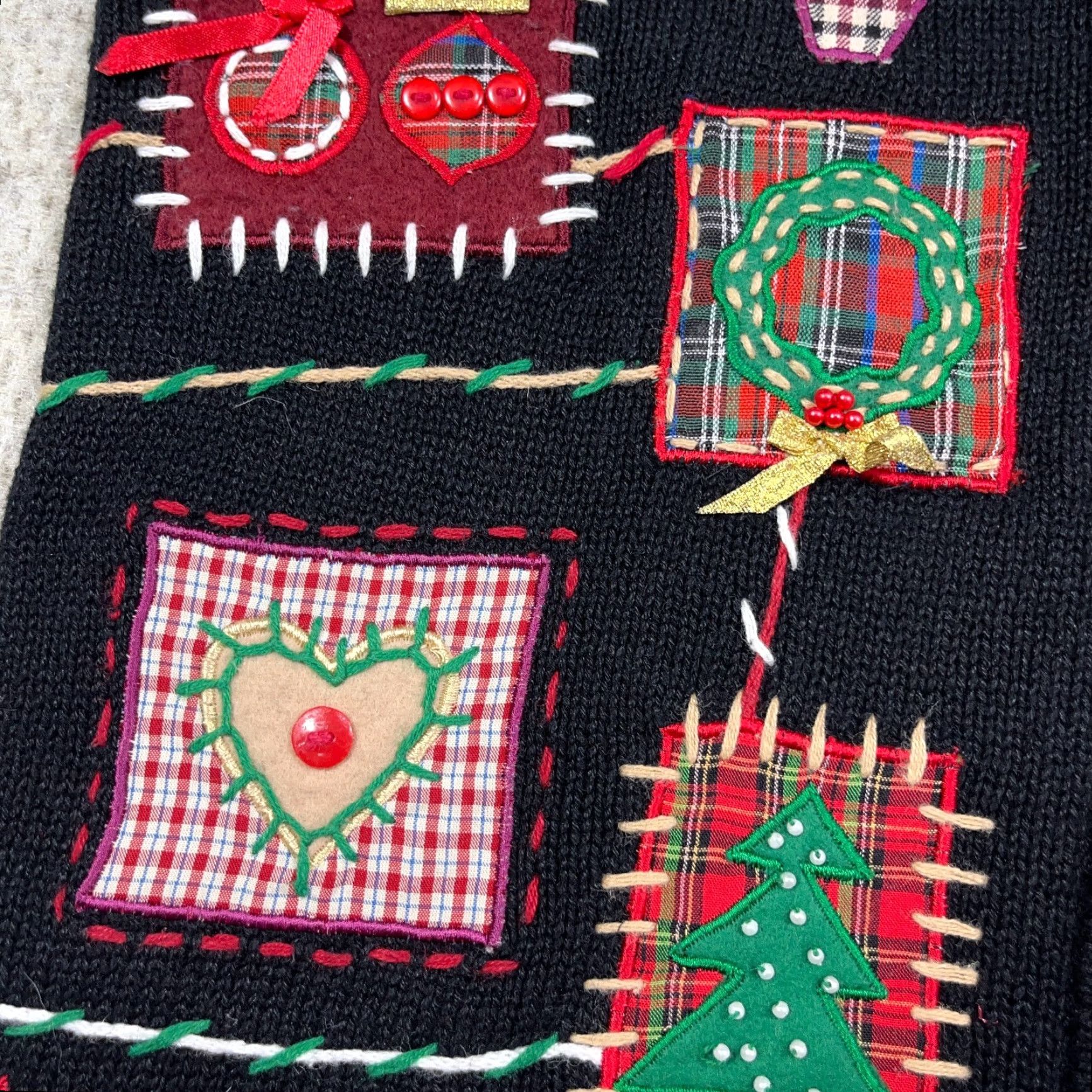 Vintage VINTAGE Erika Christmas Vest Women M Black Knit Full Zip Geometric 90s Holiday Ugly Sweater Grandma Tree Y2K Ladies Size M / US 6-8 / IT 42-44 - 6 Thumbnail