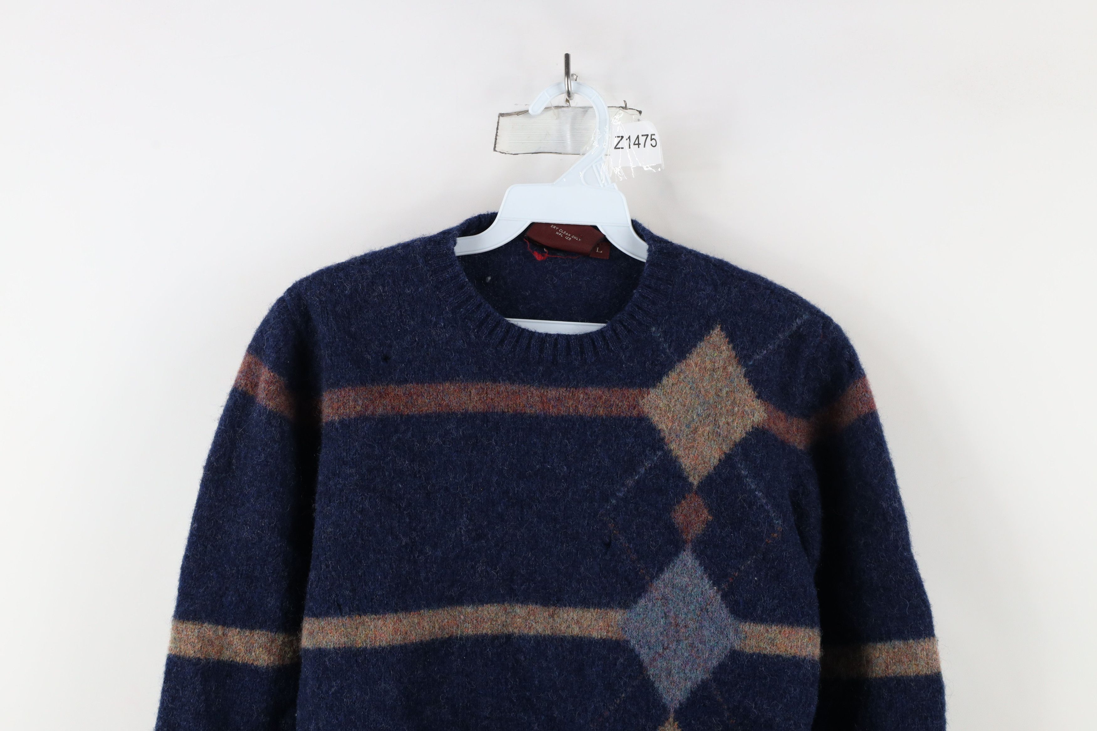Ralph Lauren × Vintage Vintage 90s Chaps Ralph Lauren Argyle Striped Knit Sweater Size L / US 10 / IT 46 - 2 Thumbnail
