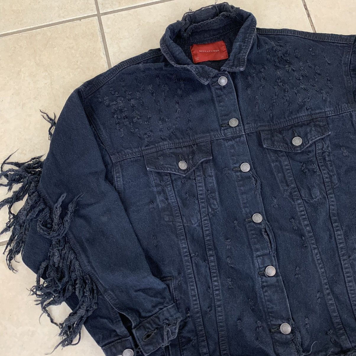 Japanese Brand × Vintage Vintage signatures Distressed Fringe Denim Jacket Size US M / EU 48-50 / 2 - 2 Thumbnail