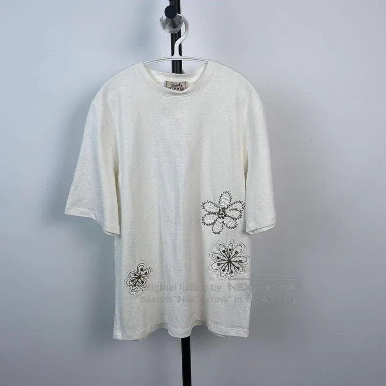 Hermes Hermes Knit Floral T-shirt, White Size US XS / EU 42 / 0 - 1 Thumbnail